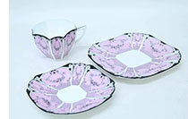 Shelley Queen Anne trio pattern 11512-1 3 piece tea pink/black set 